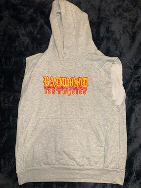 Badwood Los Angeles Grey Sleeveless Hoodie